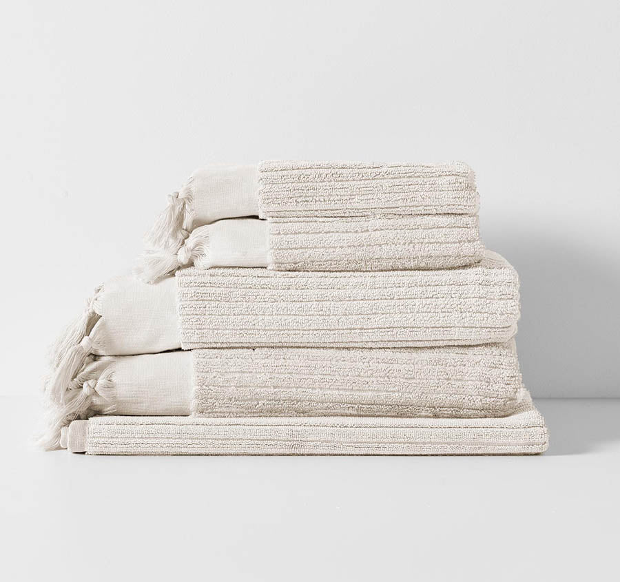 Paros Rib 580GSM Cotton Bath Towel Range Sand Manchester Warehouse