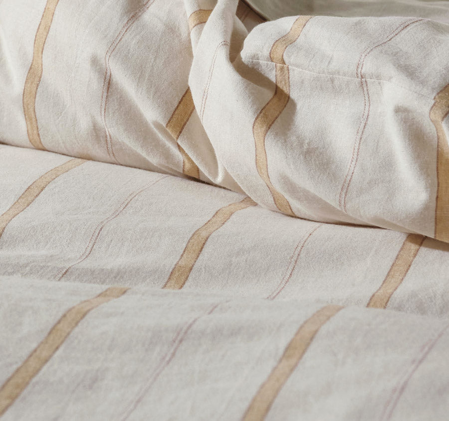 Linen Duvet Cover - Cedar Stripe