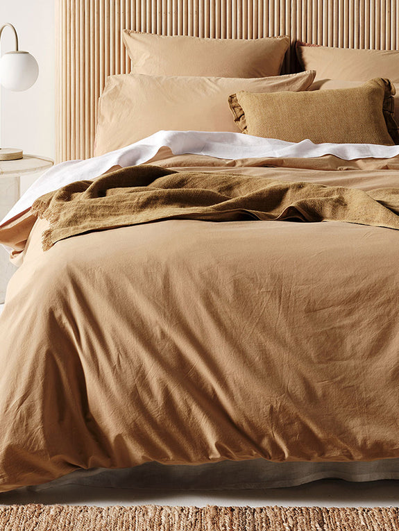 Evie Organic Cotton Quilt Cover Range Toasted Pecan