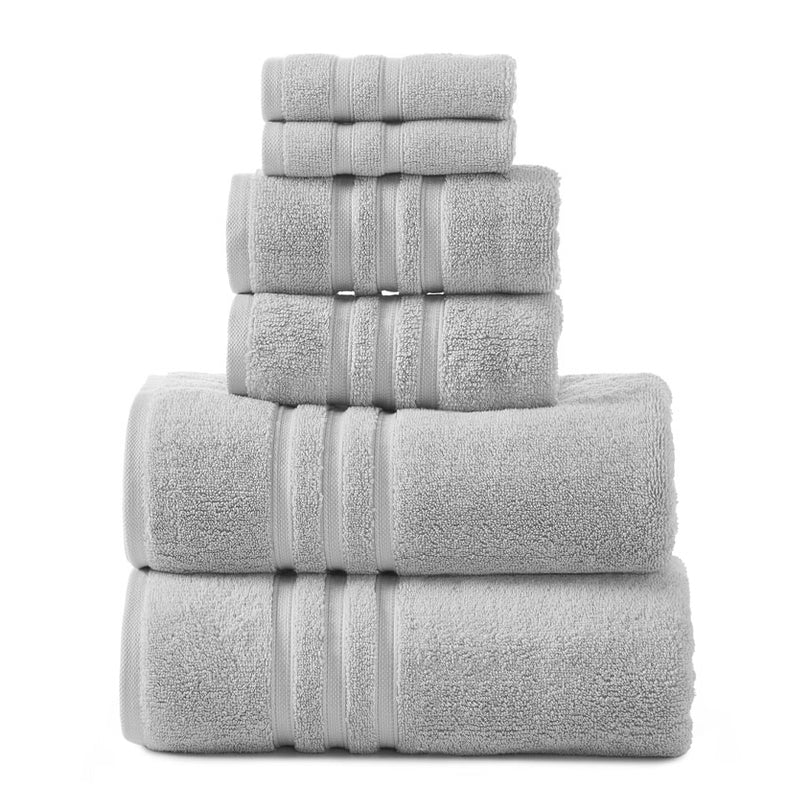 Super Duet 6 Piece 575GSM Cotton Towel Set Silver Manchester Warehouse