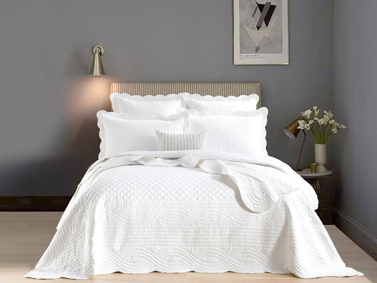 Scallop Coverlet Set Range Pearl