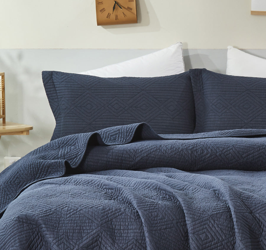 Diamond Coverlet Set Range Navy Manchester Warehouse