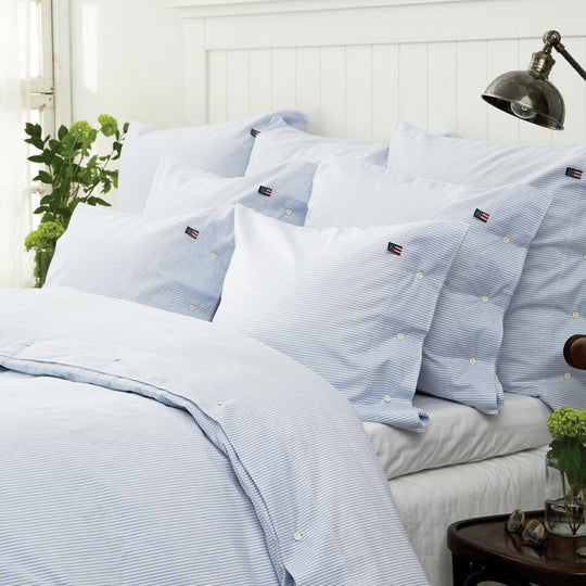 American Pin Point Oxford Quilt Cover Set Range Blue and White